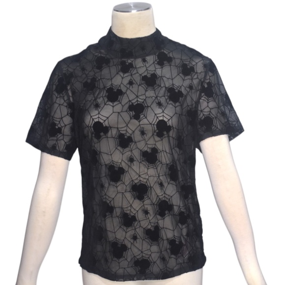 Disney Her Universe Sheer Mesh Top Mickey Mouse Spider Webs Halloween 1X - Picture 6 of 6